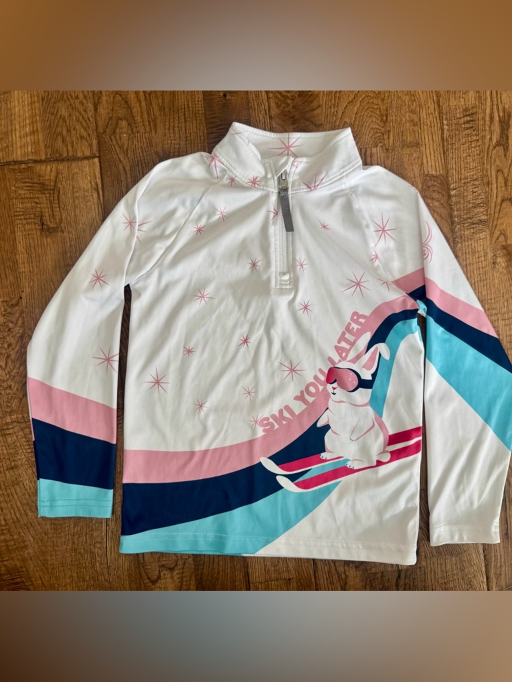 Spyder Bitsy Reflect Quarter Zip Girls Size 7 Ski Bunny Ski You Later BB